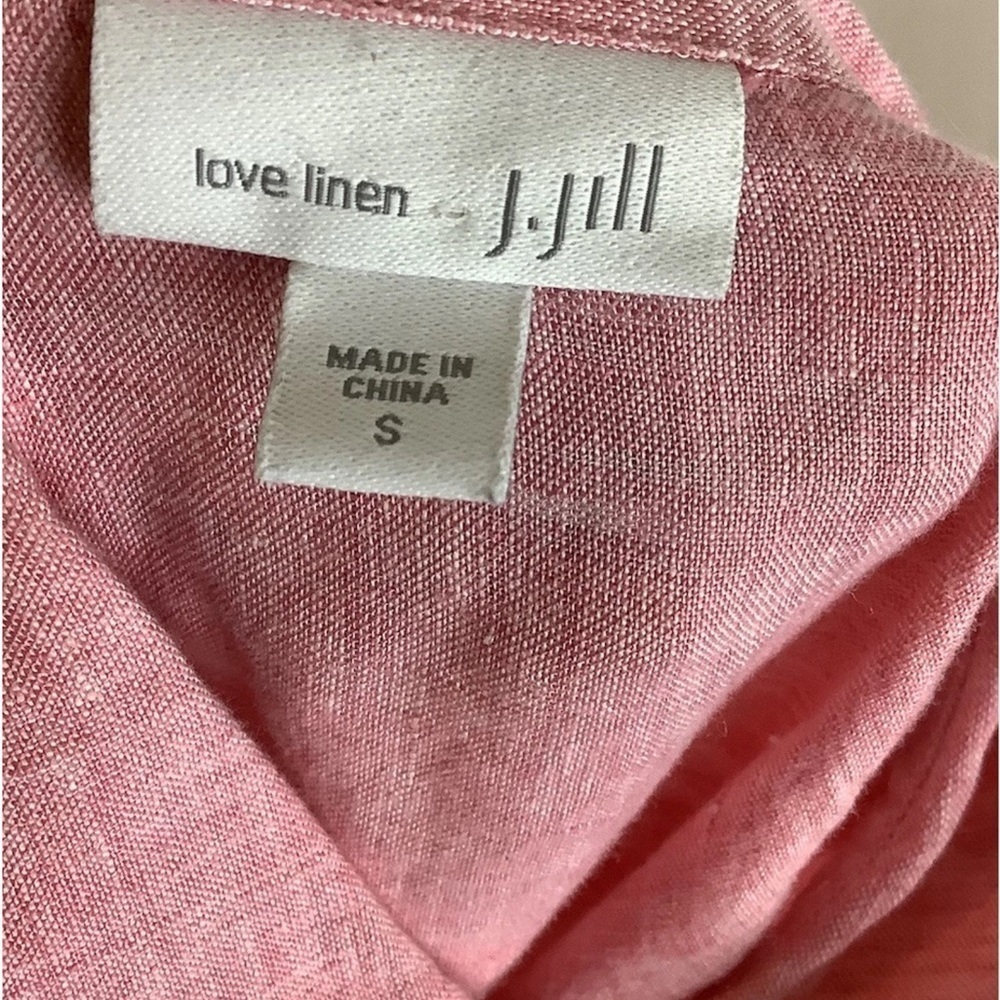 J Jill Sz S 100% Linen Long Sleeve Button Top Pink Canvas Travel Beach Casual - Picture 4 of 5